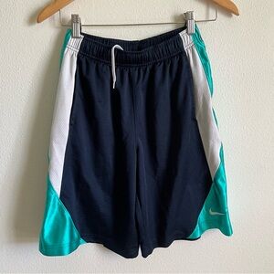 Nike kids Athletic Shorts Aqua Navy Med 8 10